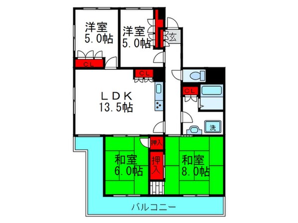 ｼｬﾙﾏﾝｺｰﾎﾟ千里山BC棟（208）の物件間取画像